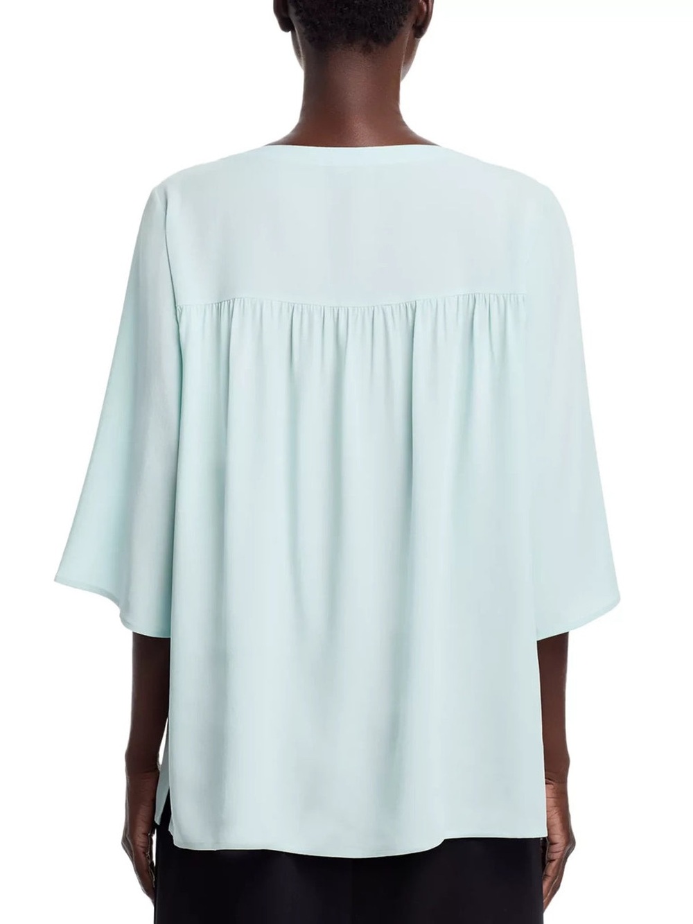 Eileen Fisher - Ballet Neck Top 100% Silk Georgette Crepe - Picture 4 of 5